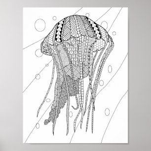 Jellyfish Poster voor volwassen kleuren