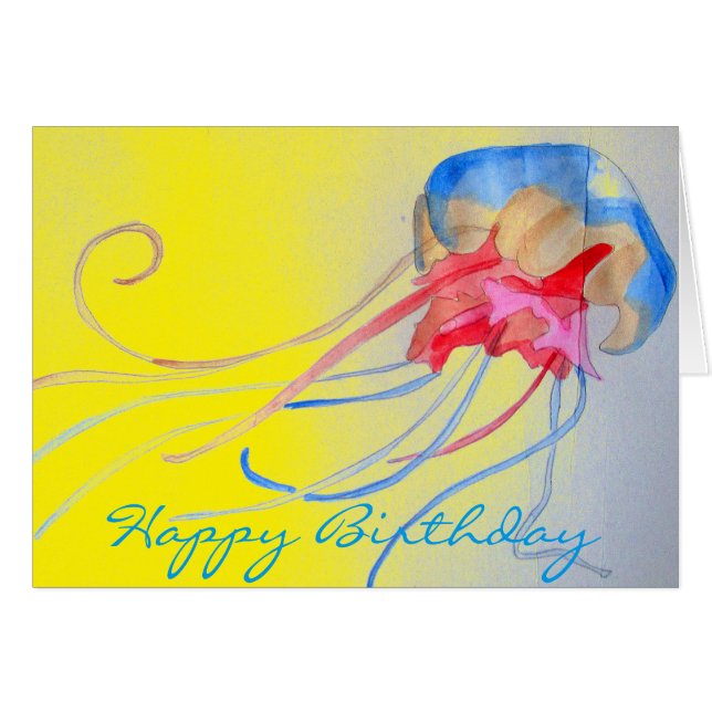 Jellyfish sea creature original art birthday (Devant horizontal)