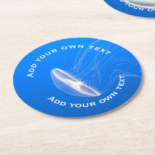 Jellyfish tentakels helderblauw Zee aangepaste tek Ronde Kartonnen Onderzetter (Gebogen)
