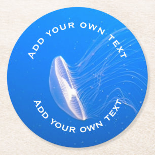 Jellyfish tentakels helderblauw Zee aangepaste tek Ronde Kartonnen Onderzetter