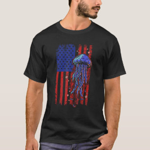 Jellyfish Verenigde Staten Vlag Marien Bioloog Oce T-shirt