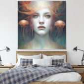 Jellyfish Woman Fantasy Canvas Afdruk (Insitu (Slaapkamer))