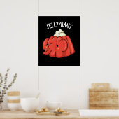 Jellyphant Funny Elephant Jelly Pun Dark BG Poster (Keuken)