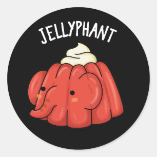 Jellyphant Funny Elephant Jelly Pun Dark BG Ronde Sticker