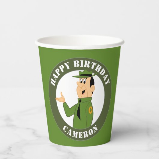 Jellystone's Ranger Smith-portret Papieren Bekers (Achterkant)