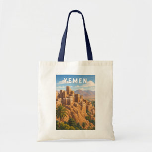 Jemen Illustratie Reis Kunst Vintage Tote Bag