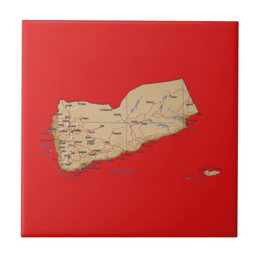 Jemen Map Tile Tegeltje (Voorkant)