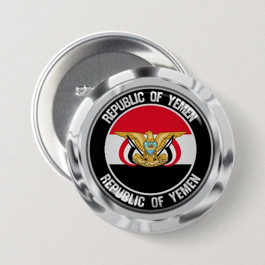 Jemen Round Emblem Ronde Button 7,6 Cm (Voorkant /achterkant)