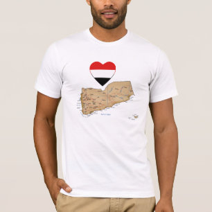 Jemen Vlag Hart en Kaart T-Shirt