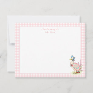 Jemima Duck met roze Gingham Border Baby meisje Bedankkaart