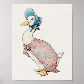Jemima Puddle Duck Beige Linnen Achtergrond  Poster (Voorkant)