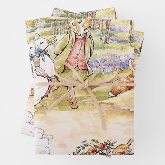 Jemima Puddle Duck loopt met Fox Inpakpapier Vel (In situ)