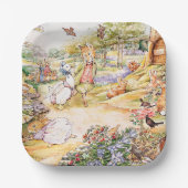 Jemima Puddle Duck loopt met Fox Papieren Bordje (Voorkant)