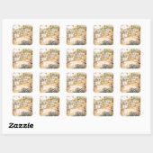 Jemima Puddle Duck loopt met Fox Vierkante Sticker (Vel)