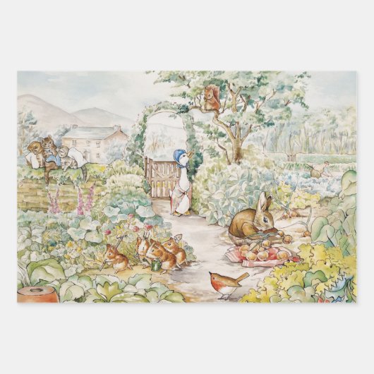 Jemima Puddle en Duck Peter de Konijn Mix Inpakpapier Vel (Voorkant)