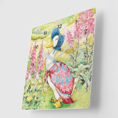 "Jemima Pudle Duck" by Beatrix Potter Vierkante Klok (Hoek)