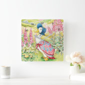 "Jemima Pudle Duck" by Beatrix Potter Vierkante Klok (Huis)