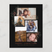 Jeneverbes Fotocollage Zwart Feestdagenkaart (Voorkant)