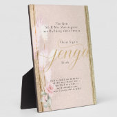 Jenga Block Blush Rose Gold et Pampas Grass Plaque (Côté)