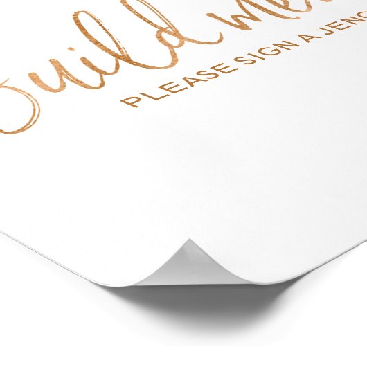 Jenga Piece Guest Book 8x10 Roos Gold Wedding Sign Poster (Hoek)