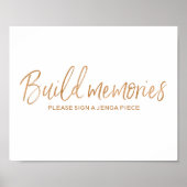 Jenga Piece Guest Book 8x10 Roos Gold Wedding Sign Poster (Voorkant)