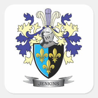 Jenkins Family Crest Coat of Arms Vierkante Sticker