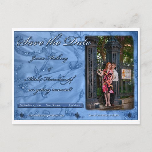 Jenna en Mitch redden de date Aankondigingskaart (Voorkant)