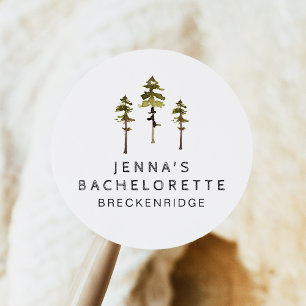 JENNA Pine Tree Camp Mountain Bachelorette Ronde Sticker