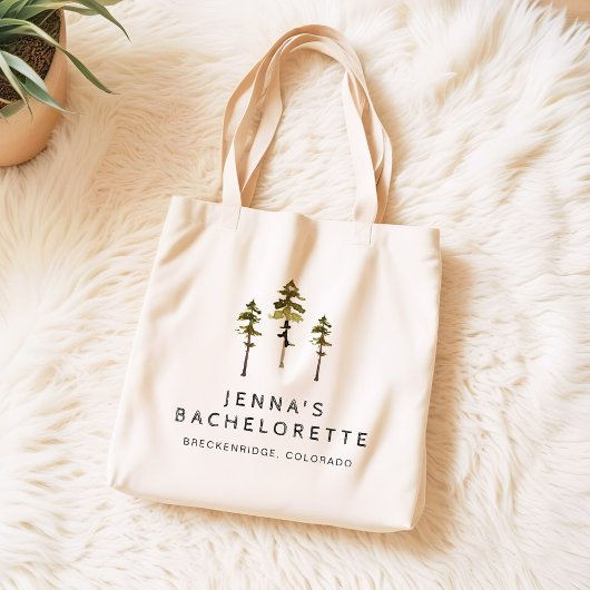JENNA Pine Tree Camp Mountain Bachelorette Tote Bag