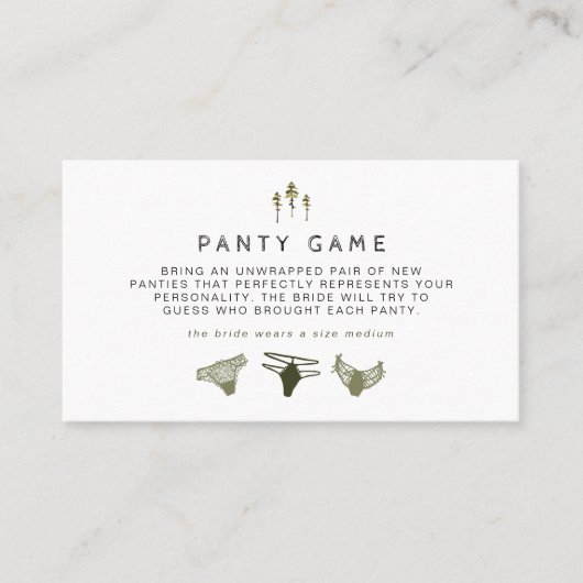 JENNA Rustic Pine Bachelorette Panty Game Ticket (Devant)