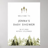 JENNA Rustic Pine Tree Baby shower WelkomstPoster Poster (Voorkant)