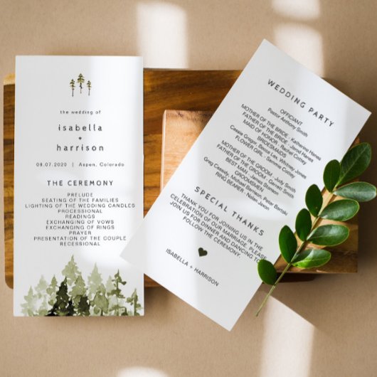 JENNA Rustic Watercolor Dennengehakt Huwelijksprog Bedankkaart