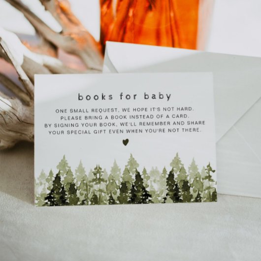 JENNA Rustic Waterverf Pine Books for Baby Kaart