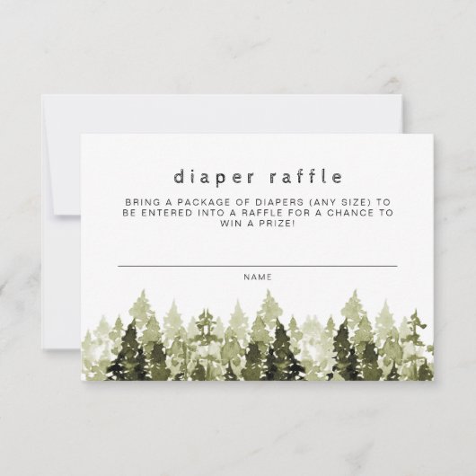 JENNA Rustic Waterverf Pine Diaper Raffle Ticket Kaart (Voorkant)