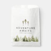 JENNA Rustic Waterverf Pine Tree Baby shower Bedankzakje (Voorkant)