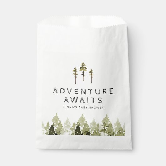 JENNA Rustic Waterverf Pine Tree Baby shower Bedankzakje (Voorkant)