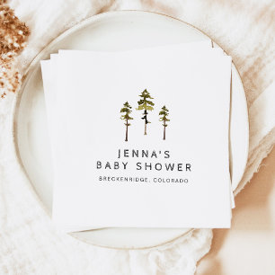 JENNA Rustic Waterverf Pine Tree Baby shower Servet