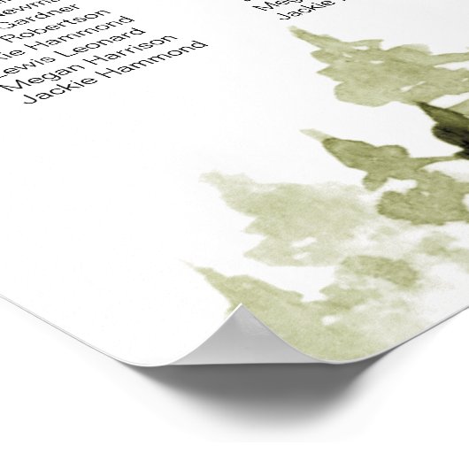 JENNA Rustic Waterverf Pine Tree Seating Chart Poster (Hoek)