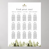 JENNA Rustic Waterverf Pine Tree Seating Chart Poster (Voorkant)