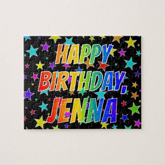 "JENNA" Voornaam, geun "HAPPY BIRTHDAY" Legpuzzel (Horizontaal)