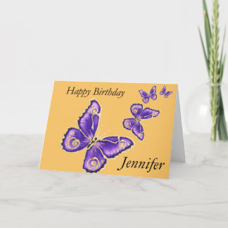 Jennifer, Happy Birthday Butterfly Kaart
