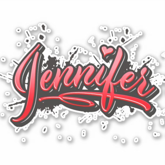 Jennifer red Heart Graffiti Aufkleber Sticker (Voorkant)