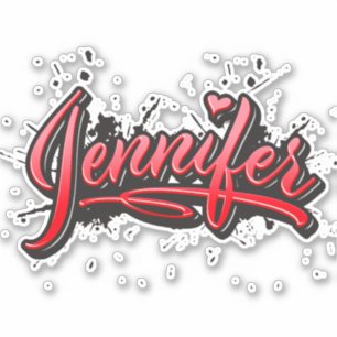 Jennifer red Heart Graffiti Autocollants