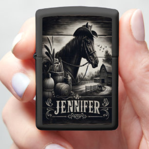 Jennifer's Black Horse in een cowboy Pet