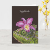 Jenny de chameleon verjaardagskaart kaart (Gele Bloem)