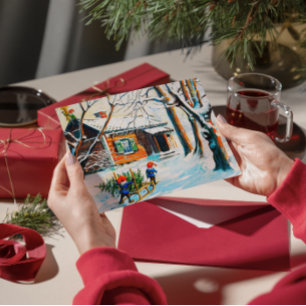 Jenny Nyström Gnome Zweedse kerstboom Feestdagenkaart