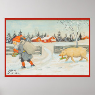 Jenny Nystrom - Kerstoude Zweedse illustratie Poster