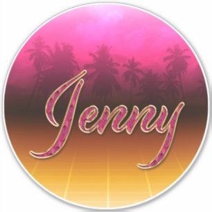 Jenny prénom nom autocollant sticker rose doré