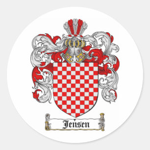 JENSEN FAMILY CREST - JENSEN WAPEN RONDE STICKER