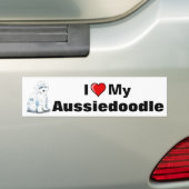 J'Entends mon autocollant de bosse d'Aussiedoodle (En voiture)